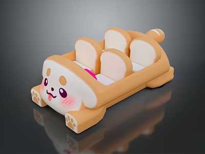 Children's Corgi Shaped Toy Car With Smiling Face And Light Brown Seats 3d model