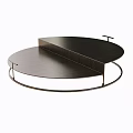 Modern Two-Tier Circular Coffee Table With Dark Surface And Metal Frame Design 3d model
