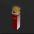 Red Vase With LOGO Text Wheat Ears And Black Decorative Elements On Dark Background 3d model