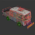 Rusty Old Utility Truck With Circular Roof Structure And Front Yellow Black Plow Blade