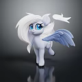 3D Game and Movie Character with Light Gray Body White Mane Blue Eyes Blue Wings