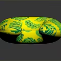 Yellow U Shaped Pillow With Green Leaf Patterns And Soft Surface