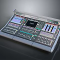 Professional Electronic Audio Mixing Console With Digital Display Colorful Faders And Control Panel 3d model