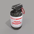 Military Frag Grenade With Black Handle Red Pin Gray Body And White Label Red Text