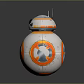 Spherical White And Orange Robot With Red Camera And Shiny Round Body Design 3d model