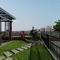 Modern Garden Pavilion With Black Metal Frame Glass Roof And Intricate Patterns