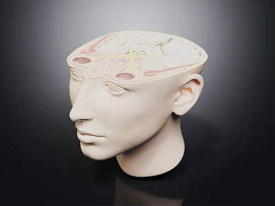 Detailed Anatomical Model Of Human Head Organs Hair Brain And Skull 3d model