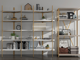 Light Luxury Bookshelf Metal Bookshelf 3d model