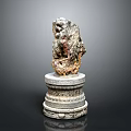 Natural Stone Sculpture Placed On Intricately Carved Multi Layered Base