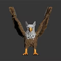 Fantasy Mythical Harpy Creature With Eagle Head Brown Feathers Human Torso Sharp Claws Outstretched Wings