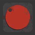 Red Barrel Shaped Weapon With Black Frame And White Symbol Design