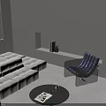 Modern Minimalist Living Room With Cream L Shaped Sofa And Black Round Coffee Table