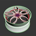 Car Wheel With White Rim And Red Accents Central Black Logo Design