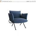 Blue Upholstered Single Sofa With Modern Metal Legs And Comfortable Design 3d model