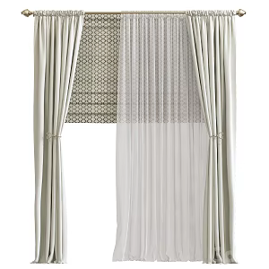 Cream Wind Curtain Cloth Curtain Gauze Curtain Door Curtain Rolling Curtain Shower Curtain Children's Room Curtain 3d model