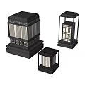 Traditional Chinese Style Outdoor Lanterns With Black Frame And Lattice Panels