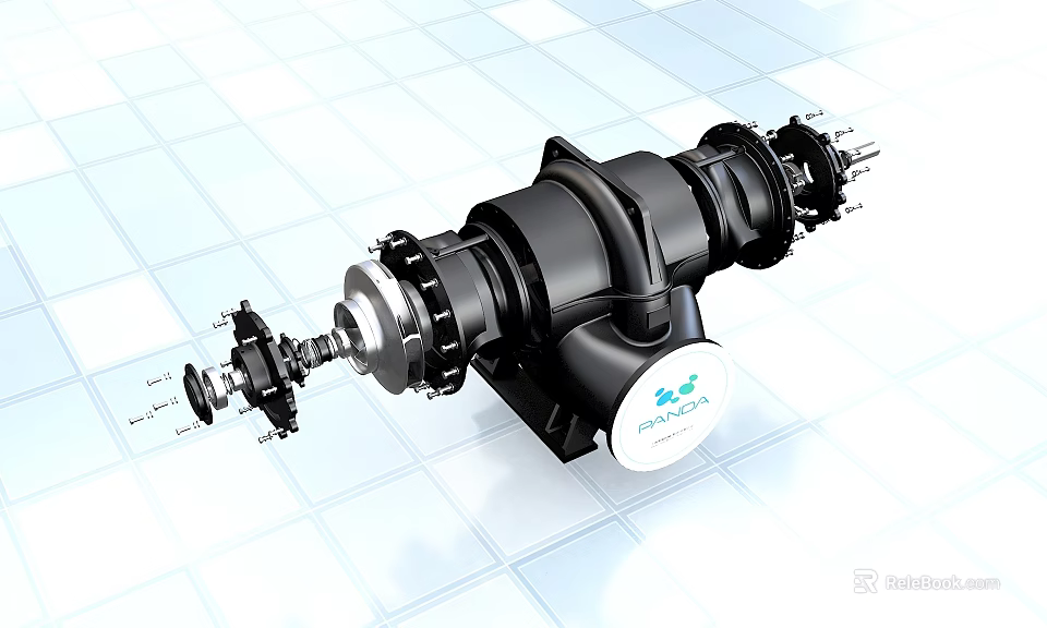 Robust Industrial Mechanical Assembly With Rotating Shaft Precision Bearings And Reinforced Metal Housing 3d model 