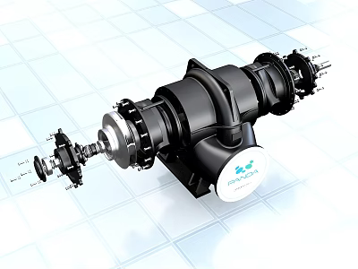Robust Industrial Mechanical Assembly With Rotating Shaft Precision Bearings And Reinforced Metal Housing 3d model