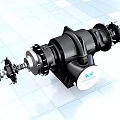 Robust Industrial Mechanical Assembly With Rotating Shaft Precision Bearings And Reinforced Metal Housing
