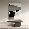 Modern Abstract Wall Art Above Stylish Console Table With Decorative Objects 3d model
