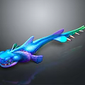 Vibrant Mythical Sea Creature 3D Model With Blue Purple Shiny Scales And Spiked Tail
