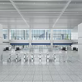Modern Station Interior Design With Spacious Hall Large Windows Glass Railings And Tiled Floor