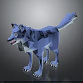 Blue Low Poly Wolf Character 3D Model With Geometric Design And Cartoon Features 3d model