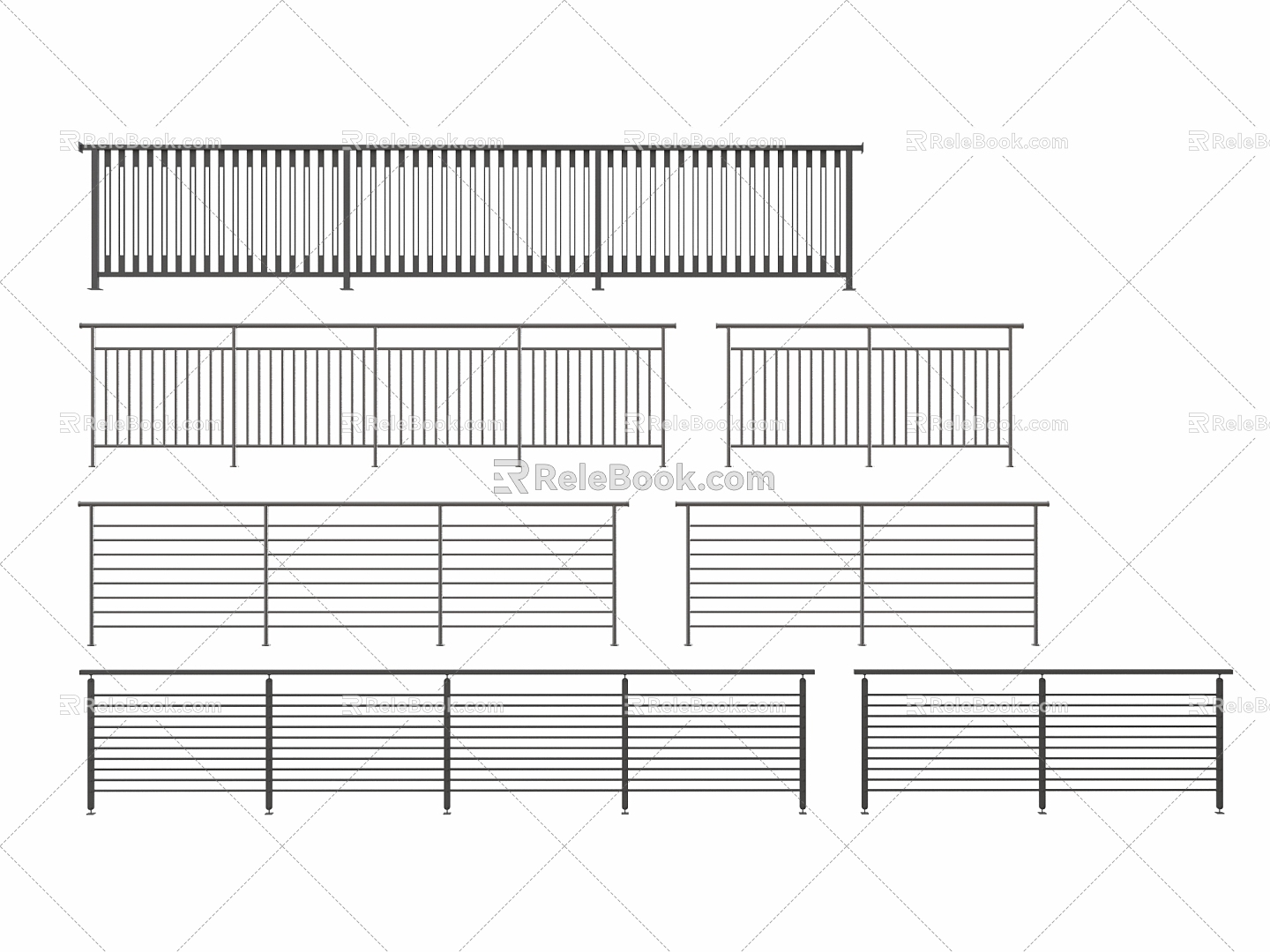 Modern stainless steel guardrail railing stainless steel protective partition railing 3d model