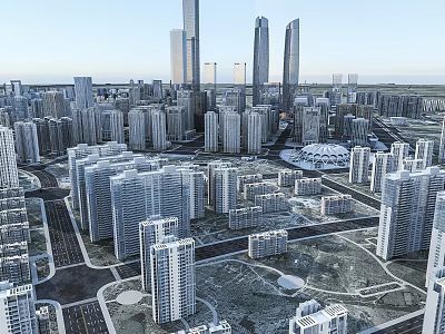 Modern Urban Cityscape Featuring High Rise Buildings Skyscrapers And Dense Layout 3d model