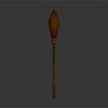 Wooden Decorative Ornament with Curved Handle and Round Striped Top for Home Decor