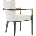 Modern Single Chair With Upholstered Fabric Golden Armrests And Black Legs