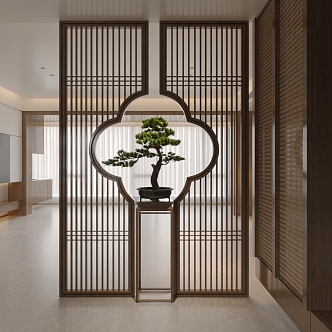 New Chinese Style Entrance Partition Welcome Pine Bonsai 3d model