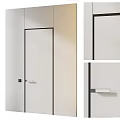 Modern Minimalist White Door With Black Frame And Sleek Silver Handle Design