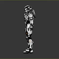 Futuristic Mech Warrior Character With White Black Armor And Advanced Tech Design