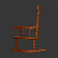 Classic Orange Wooden Rocking Chair With Intricate Carved Patterns For Leisure Relaxation