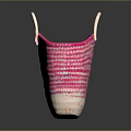 Handwoven Animal Themed Basket With Pink And White Stripes And Dual Handles