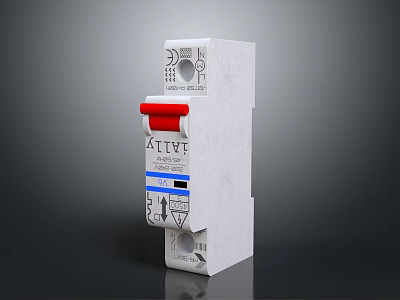 ABB White Circuit Breaker Electrical Device With Red Switch For Protection 3d model