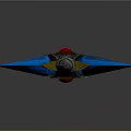 Fantasy Spear Weapon With Long Shaft Golden Tip And Blue Accents