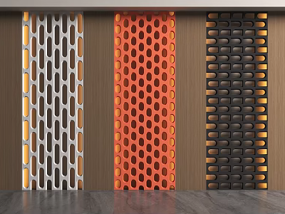 Three Unique Wall Panels With Diverse Patterns For Interior Decor 3d model