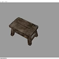 Wooden Stool With Rustic Design Natural Wood Grain And Simple Structure 3d model