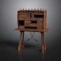 Vintage Wooden Shoe Cabinet with Multiple Drawers Small Compartments and Carved Legs Window Design