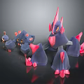 Purple Pink Spiked Creature And Character Models With Sharp Spines On 3d model