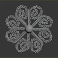 Ornate Metallic Weapon With Intricate Filigree Base And Silver Handle Design
