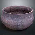 Ancient Style Sculpture Carving of Clay Pot with Decorative Patterns and Dark Brown Finish