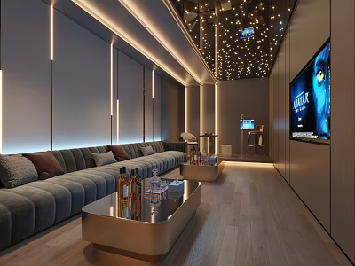 Luxury KTV Lounge Interior With Comfortable Sofas And Ambient Lighting 3d model