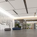 Modern School Hall Interior With Minimalist Design Lighting And Greenery 3d model