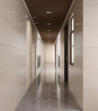 Modern public area corridor aisle 3d model