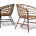 Modern Outdoor Chair with Metal Frame and Woven Design in Black Red Brown Beige Colors
