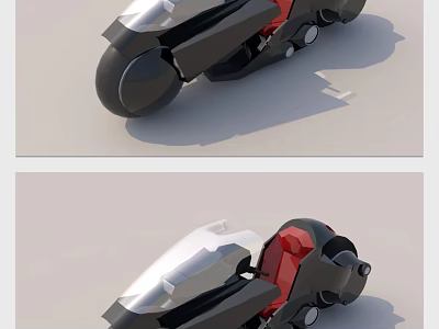 Futuristic Black Red Motorcycle With Sleek Modern Body Design And Silver Accents 3d model