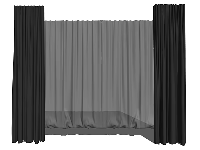 Black Curtains With Sheer Gray Panel For Window Decoration And Privacy 3d model